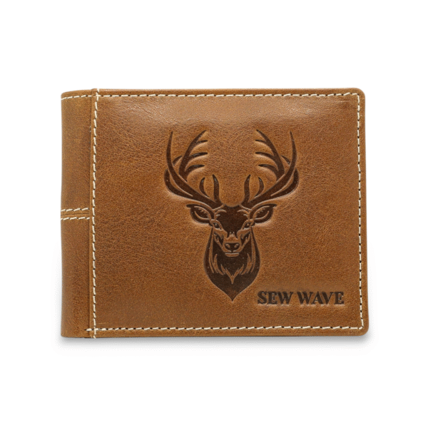Cognac Elk Print Leather Wallet