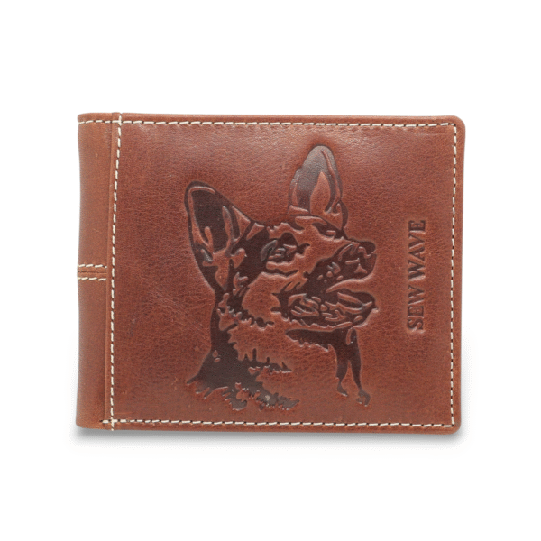 Reddish Brown German Shepherd Embossed Leather Wallet