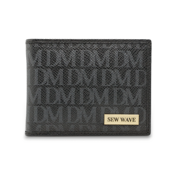 Black Saffiano DM Printed Mens Leather Wallet